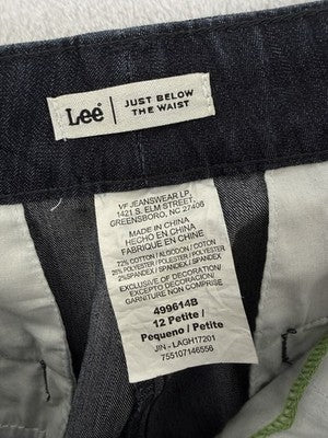 Lee Denim Capri Pants 12 Petite Dark Blue Jean Womens Just Below The Waist