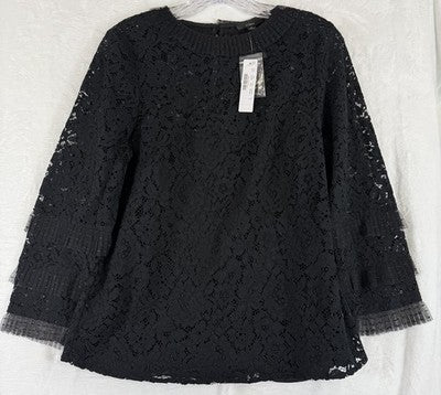 J Crew Lace Top & Tank Black Small Womens Tulle Ruffle Blouse New NWT