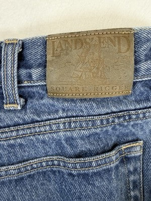 Lands End Jeans 38 Mens 38x34 Blue Denim Square Rigger