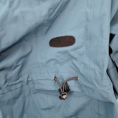 LL Bean Womens Rain Jacket Small Blue Green Hooded Coat Raincoat Packable