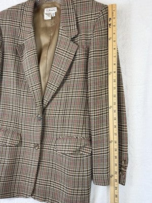 Vintage Talbots Blazer 6 Brown Plaid 90s Suit Jacket Womens Wool Dark Academia