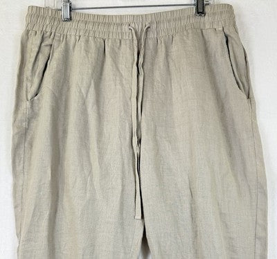 Anthropologie Cloth and Stone Linen Pants Large Joggers Pull On Beige Womens
