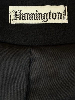 Vintage Wool Blazer 18 Black Made In USA 1 Button Womens Hannington
