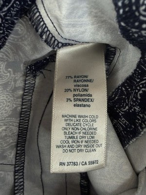 Rafaella Comfort Pants 10 Pull On Blue Paisley Print Womens
