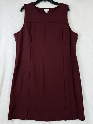 J Jill Dress Large Petite Ponte Knit Sleeveless Burgundy Red Womens
