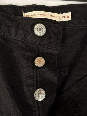 Levis Ribcage Straight Ankle Jeans 20W Womens Plus Size Black Levi’s New NWT