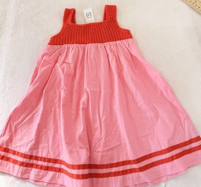 Baby Gap Dress 3T Summer Crochet Sleeveless Pink Fit Flare Sundress Girls New
