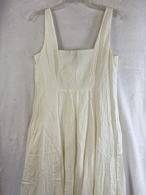 Gap Linen Blend Maxi Dress Medium Women Ivory Sleeveless Fit & Flare Long New