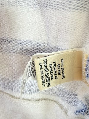 LL Bean Hoodie Women Small Nautical Blue Striped 100% Cotton Sweatshirt Full Zip