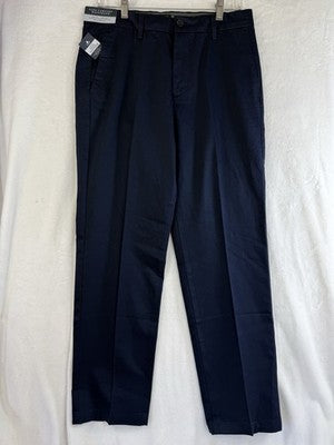 Dockers Signature Khaki Straight Fit Pants 30x30 Mens Navy Blue Iron Free New