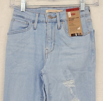 Levis 721 High Rise Skinny 24 24x30 00 Womens Light Blue High Rise New NWT