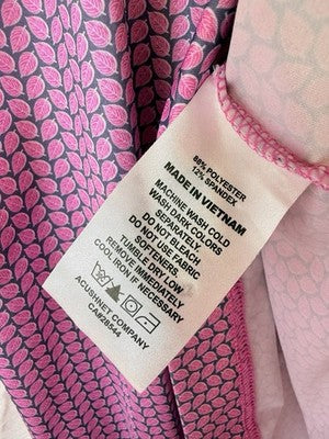 Footjoy Lisle Golf Polo Shirt Medium Mens Short Sleeve Pink Leaf Print