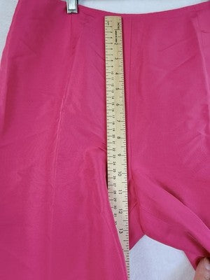 Ann Taylor Loft 100% Silk Pants 8 Barbie Pink Straight Leg Side Zip Womens