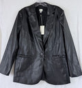 A New Day Faux Leather Jacket Medium Womens Black Blazer New NWT