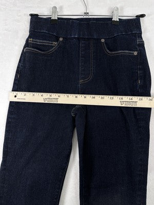 Lands End Mid Rise Pull On Skinny Jeans 2 Dark Blue Womens Denim