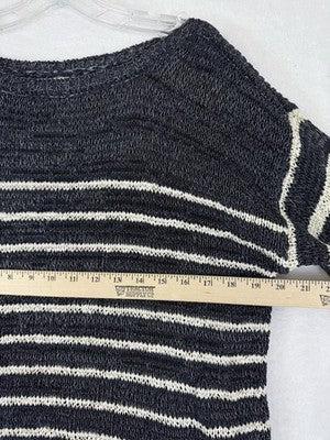 Jones New York Sweater XL Nautical Blue White Striped Cotton Blend Boat Neck