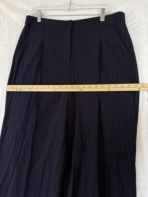 Liz Claiborne Margot Wide Leg Pants 12 Trousers Navy Blue Pinstripe New NWT