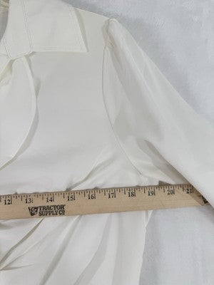 Travel Smith Womens Shirts 12 Ruffle Blouse Ivory White Button Up Long Sleeve