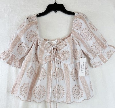 Kirious LA Top Medium Cottagecore Milkmaid Fairycore Whimsical Women Pink New