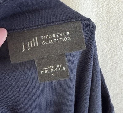 J Jill Wearever Top Small Short Sleeve Blue Rib