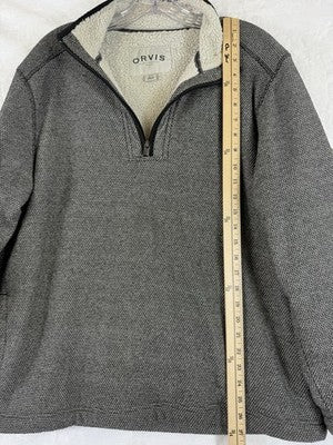 Orvis Mens Medium 1/4 Zip Pullover Gray Sherpa Fleece Lined Long Sleeve Shirt