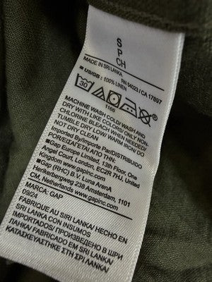 Gap 100% Linen Shirt Men Large Long Sleeve Button Up Down Green New NWT