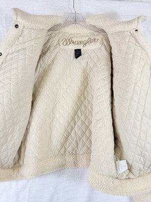 Wrangler Western Shirt Jacket 3XL Womens Ivory Sherpa Fleece Snap Button Shacket