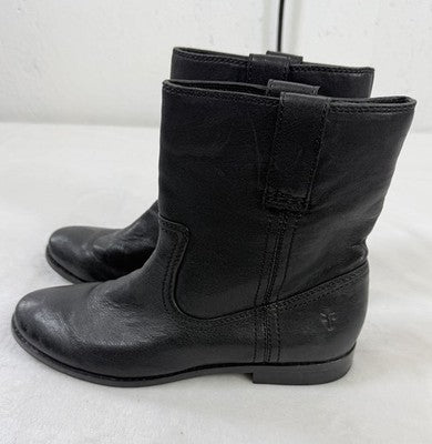 Frye Anna Pull On Boots 6.5 Womens Black Leather Shortie Ankle