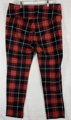 Slim Sation Pants XL Red Tartan Plaid Multiples Pull On Womens Slimsation