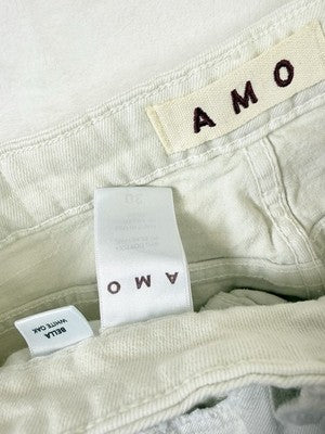 Amo Bella Jeans 30 Ivory White Oak Denim Raw Hem Womens