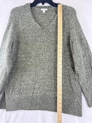 J Jill Sweater Large Petite Pure Jill Green Top Long Sleeve V Neck Womens