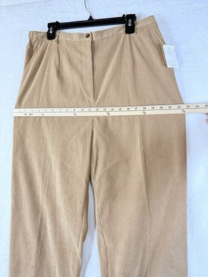 Coldwater Creek Dress Pants 18 Women Microfiber Tan Beige Soft High Rise NWT New