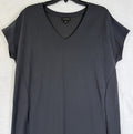 J Jill Wearever Dress Medium Gray Knit Shift V Neck Short Sleeve Pockets V Neck