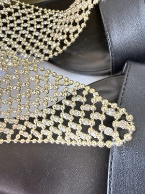 Thalia Sodi Sandals 11 Womens Wedge Black Rhinestones Ankle Strap Glam Shoes