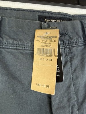 American Eagle Extreme Flex Pants 31x34 Mens Slim Blue Chinos New NWT