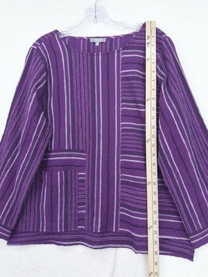 Habitat Clothes To Live In Top Medium Purple 3/4 Sleeve Artsy Lagenlook Womens