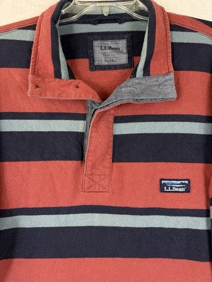LL Bean Rugby Shirt XL Tall Polo Long Sleeve Knit Mens XLT Traditional Fit