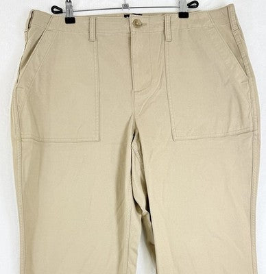 Lands End Womens Utility Pants 18 Petite High Rise Chino 18P Tan Beige
