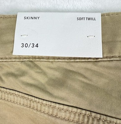 New American Eagle Flex Soft Twill Skinny Pants 30x34 Mens Tan Beige NWT