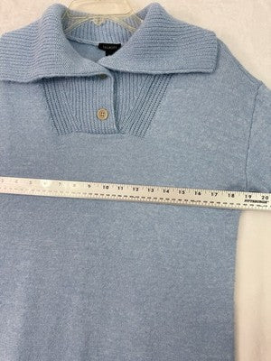 Talbots Sweater Small Light Blue Breton Button Collar Womens