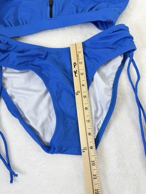 Venus Bikini Set 6 Top 4 Bottom Blue Zip Tie Side Womens Swim Swimwear New