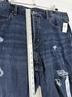 Old Navy Crop Jeans Womens 16 Slouchy Straight Leg Extra High Rise Blue NWT