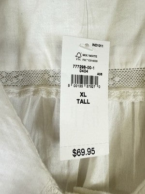 Gap Tops For Women XL Tall Summer Peter Pan Collar 100% Cotton Off White New
