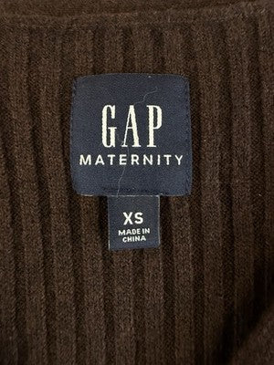 Gap Maternity Dress XS CashSoft Sweater Rib Knit Midi Long Sleeve Brown Women