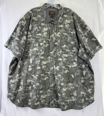 Northwest Territory Mens Short 4XL Camo Green Short Sleeve Button Up