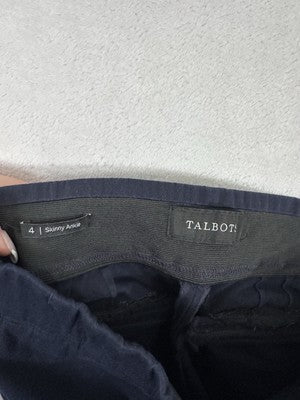 Talbots Skinny Ankle Pants 4 Ponte Knit Pull On Stretch Navy Blue Womens