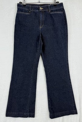 Talbots Flare Jeans 6 Dark Blue Daphne Wash Denim Womens