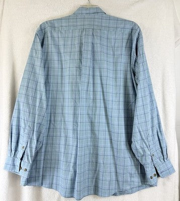 LL Bean Shirt XXL Mens Button Down Blue Plaid Wrinkle Resistant Traditional Fit