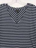 J Jill Wearever Top XL Blue Knit Striped 3/4 Sleeve V Neck Women