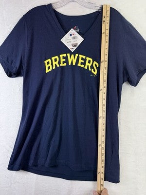 Milwaukee Brewers Christian Yelich 22 Shirt XL Womens Navy Blue Majestic New NWT